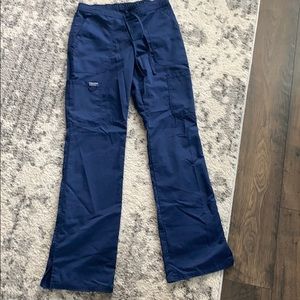 Navy blue scrub bottoms.